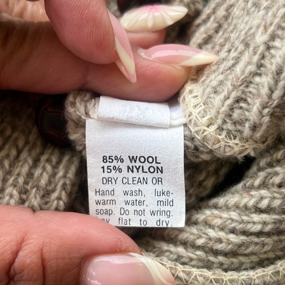 Men's Beige Sweater 100% Marino Wool - Picture 5 of 6